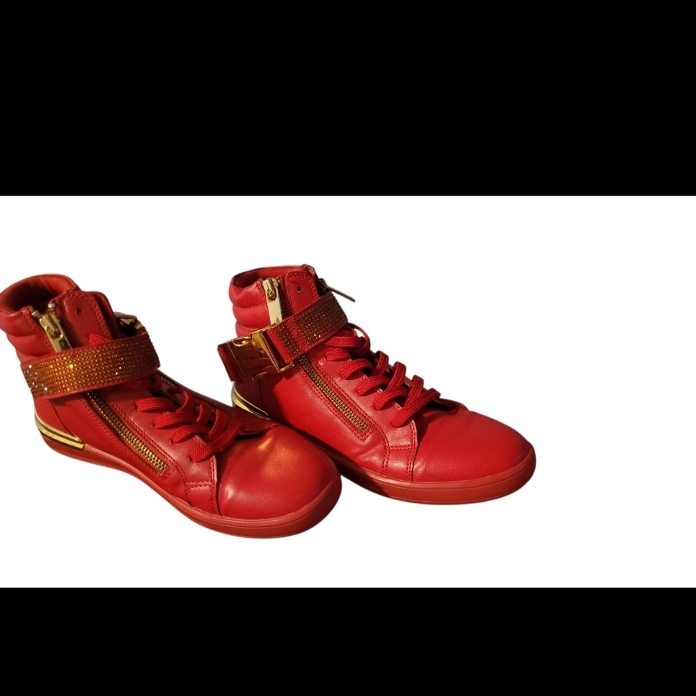 Aldo Vibrant Red Sneakers with Gold Details